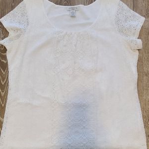 Liz Claiborne White Lace Overlay Top